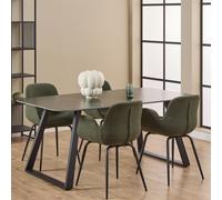 Furniture To Go Antalya Dining Table With Black Ceramic Top & Black Metal Base