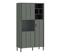 Furniture To Go Arundel 2 Door Display Cabinet in Green/Grey - Full Assembly Required - Green & Grey - Matt