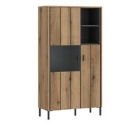 Furniture To Go Arundel 2 Door Display Cabinet in Oak/Grey - Full Assembly Required - Oak & Grey - Matt