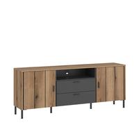 Furniture To Go Arundel TV Cabinet 2 Door 2 Drawer 158cm Wide in Oak/Grey in Brown Furniture To Go Brown