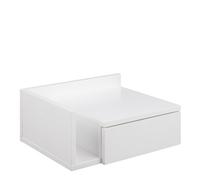 Avignon Square Bedside Table with 1 Drawers in White, White