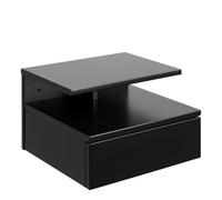 Ashlan Bedside Table with 1 Drawer in Black, Black