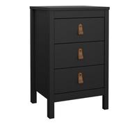 Furniture To Go Barcelona Bedside Table 3 Drawers In Matt Black
