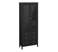 Barcelona Glazed Display Cabinet with 3 Drawers, Black