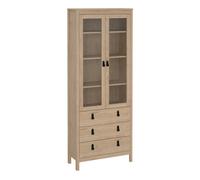 Furniture To Go Barcelona China Cabinet 2 Doors With Glass + 3 Drawers In Jackson Hickory Oak