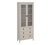 Barcelona China Cabinet 2 Glass Doors with 3 Drawers in Cashmere