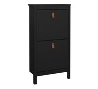 Furniture To Go Barcelona Shoe Cabinet 2 Flap Doors Matt Black