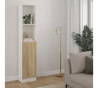 Furniture To Go Basic Tall Narrow Combination Storage Bookcase In White (4 Shelves) With Glass Oak Door