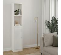 Furniture To Go Basic Tall Narrow Combination Storage Bookcase in White (4 Shelves) with Glass White Door - Manufactured Wood - 1 - White