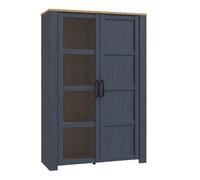 Furniture To Go Bohol Display Cabinet in Riviera Oak/Navy - Full Assembly Required - Riviera Oak & Navy - Matt