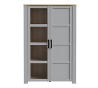 Bohol Two-Door Display Cabinet with Two LED Lights, Grey