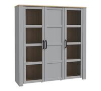Bohol Large Display Cabinet in Riviera Oak/Grey Oak, none