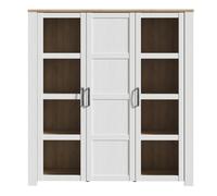 Furniture To Go Bohol Large Display Cabinet inc. 4x LED Lights in Riviera Oak/White - Full Assembly Required - Riviera Oak & White - Matt