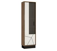 Furniture To Go Brolo Tall Glazed Display Cabinet (Lh) With The Walnut And Dark Panel Finish