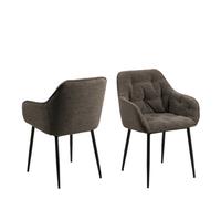 Brooke Set of Two Modern Dining Chairs with Armrests, Taupe