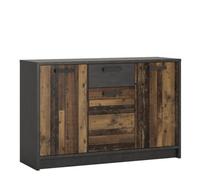 Furniture To Go Brooklyn Cabinet With 3 Doors And 1 Drawer In Walnut And Dark Matera Grey