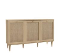 Florence Calasetta 3 Door Light Oak Rattan Sideboard - Size: 41 x 149 x 89cm - Multi - Furniture to Go - Wilko
