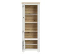 Furniture To Go Celesto 2 Door Display Cabinet inc. 2x LED Lights in White and Oak - Full Assembly Required - White & Oak - Matt