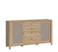 Furniture To Go Cestino 2 door 4 Drawer Sideboard in Jackson Hickory Oak and Rattan Effect - Brown - 163.8 - 1