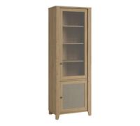 Cestino 2 Door Display Cabinet in Jackson Hickory Oak and Rattan Effect, none