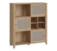Furniture To Go Cestino 3 Door Cabinet In Jackson Hickory Oak And Rattan Effect