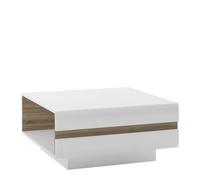 Furniture To Go Chelsea Living Small Designer Coffee Table in White with a Truffle Oak Trim - White - White - 75