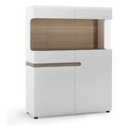 Furniture To Go Chelsea Low Display Cabinet 109Cm Wide In White With Oak Effect Trim, White