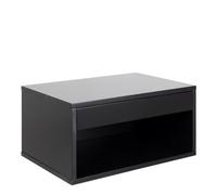 Cholet Square Bedside Table with 1 Drawer in Black, none