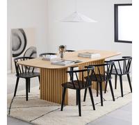 Furniture To Go Christo Dining Table in Oak Included 6 Ida Dining Chairs in Black - Black - No - Brown