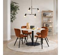 Furniture To Go Corby Round Dining Table With White Polished Marble Top & Black Base Includes 4 Batilda Dining Chairs In Copper