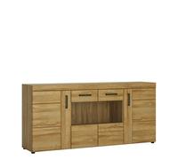 Cortina 4 door wide glazed sideboard in Grandson Oak, none