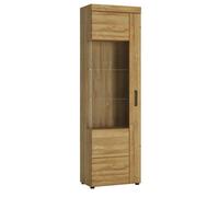 Florence Cortina Single Door Grandson Oak Left Hand Tall Display Cabinet - Size: 37 x 57 x 195cm - Brown - Furniture to Go - Wilko