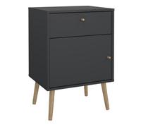 Furniture To Go Cumbria Nightstand 1 Door + 1 Drawer Dark Grey - Grey - Manufactured wood - 1
