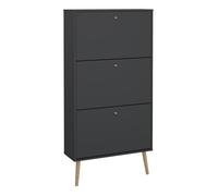 Furniture To Go | Cumbria Shoe Cabinet 3 flap Doors Dark Grey