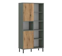 Furniture To Go Darwin Bookcase 2 Door in Green/Oak - Green/Oak - Wood - 1