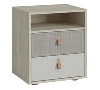 Furniture To Go Denim 2 Drawer Bedside Cabinet in Light Walnut, Grey Fabric Effect and Cashmere - Grey - Manufactured wood - 1