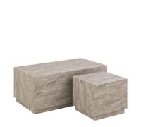 Dice Coffee Table Set with Grey Marble Effect, none