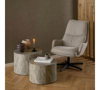 Furniture To Go Dice Round Coffee Table Set in Grey Marble Effect - 1 - Grey - Grey