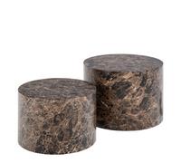 Furniture To Go Dice Round Coffee Table Set of 2 in Brown Marble and Delhi Rough Paper - brown - Brown - 58