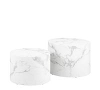 Furniture To Go Dice Round Coffee Table Set Of 2 In White Marble And Carrara Rough Paper