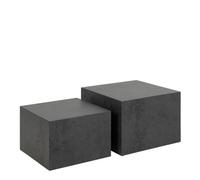 Furniture To Go Dice Square Coffee Table Set in Black Ocean Rough Paper - 1 - Black Ocean - Black