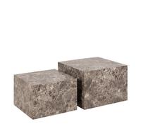 Furniture To Go Dice Square Coffee Table Set In Light Brown Emperador Rough Paper, Brown