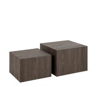 Furniture To Go Dice Square Coffee Table Set in Smoked Ash - 1 - Smoked Ash - Brown