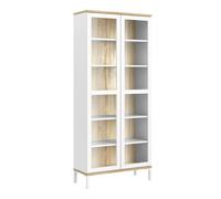 Furniture To Go Display Cabinet Glazed 2 Doors in White and Oak - Full Assembly Required - White & Oak - Matt