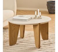 Furniture To Go Dockland Round Coffee Table In Travertine & Wild Oak