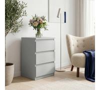 Edmore 3 Drawer Bedside Chest In Light Grey, Grey