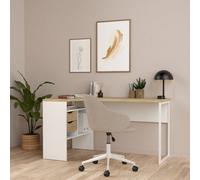 Furniture To Go Function Plus Corner Desk 2 Drawers In White And Oak (W) 145.1 X (H) 76.8 X (D) 81Cm