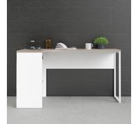 Function Plus Corner Desk with 2 Drawers, White/Oak