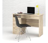 Function Plus Desk with 5 Lockable Drawers, Oak Effect