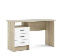 Furniture To Go Function Plus Oak Effect Desk 3 White Drawers, White
